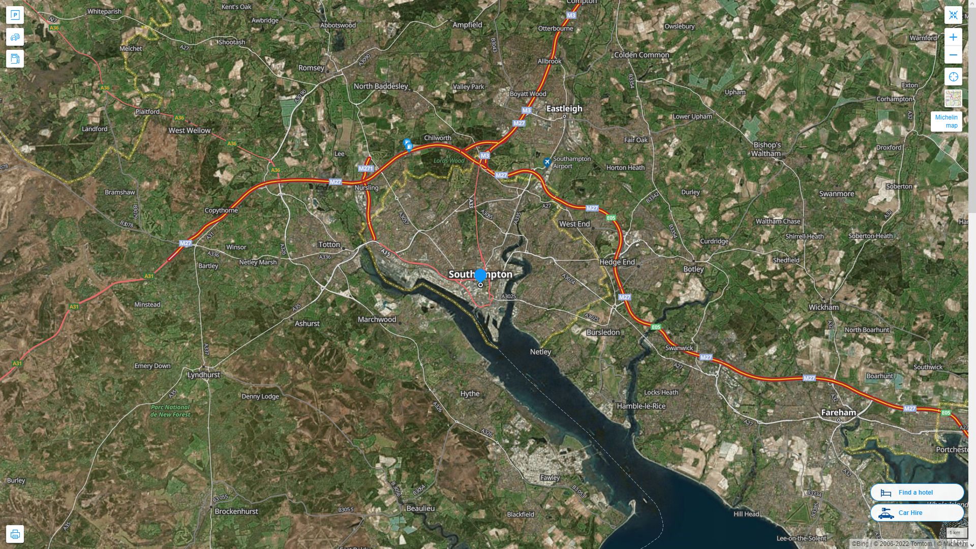 Southampton Highway and Road Map with Satellite View